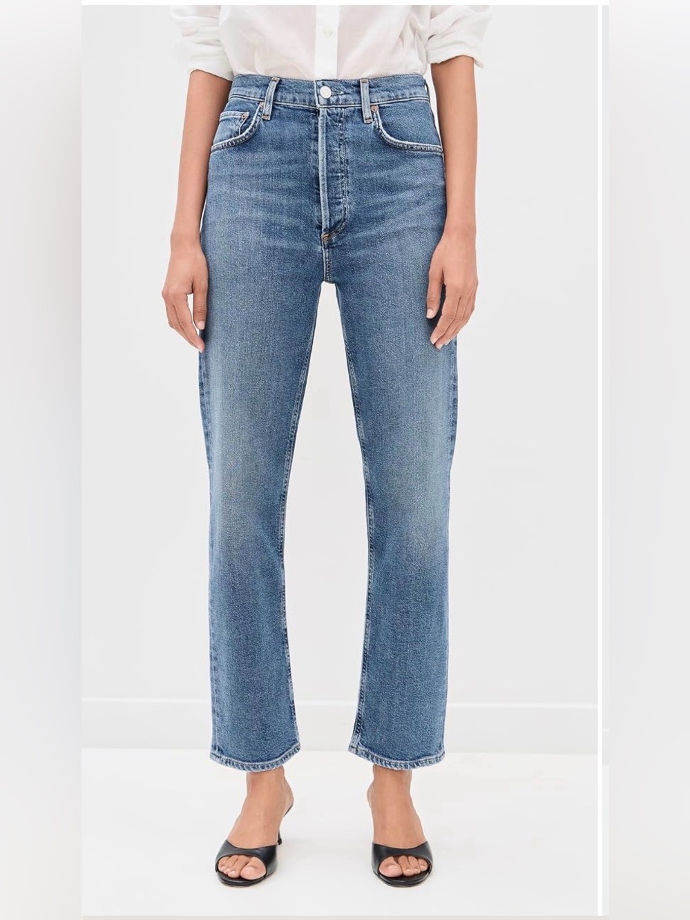 Agolde Pinch High-Rise Crop Straight Leg Jeans Overcast Wash S26